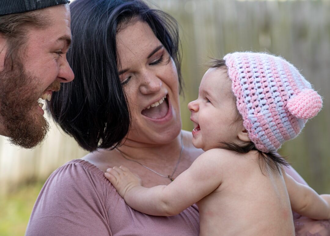 Brazilian family laughing together at home