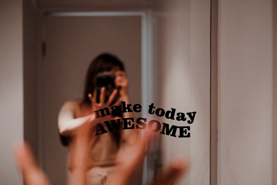 person practicing speech in mirror